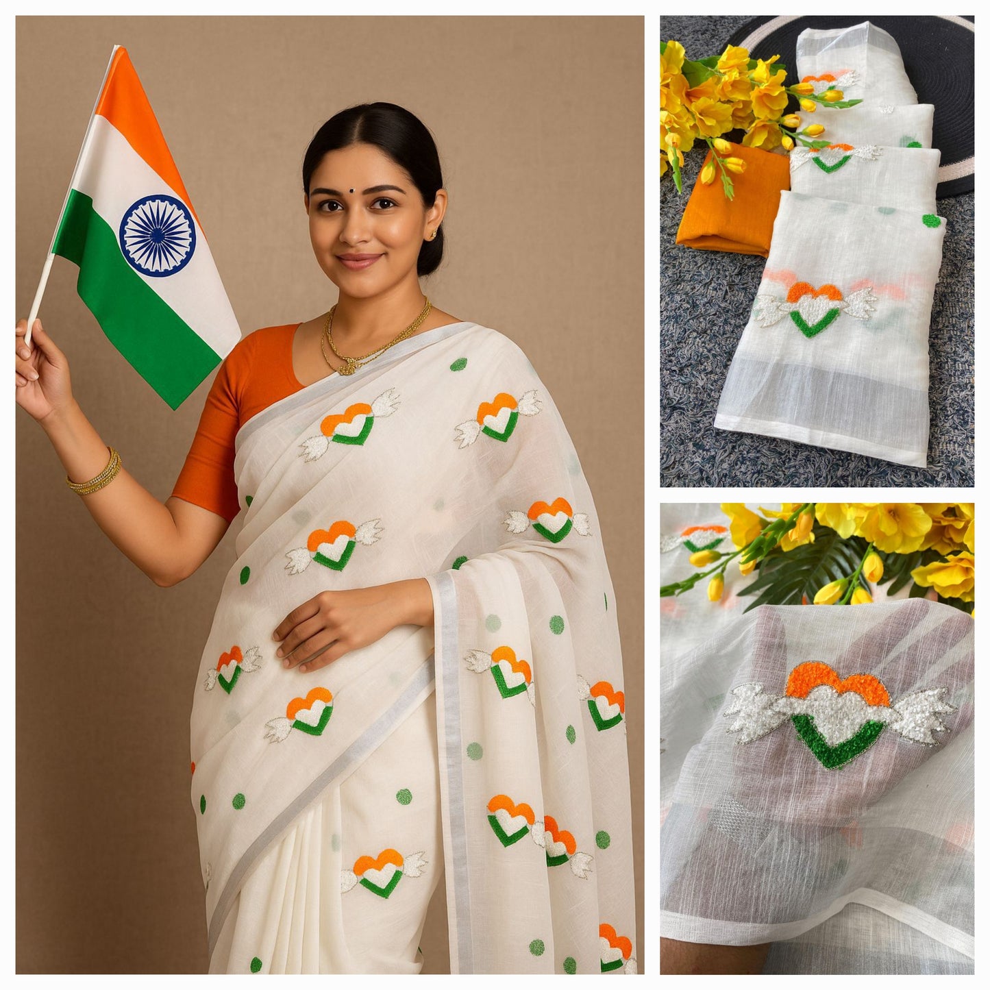 Linen Cotton Tiranga Saree