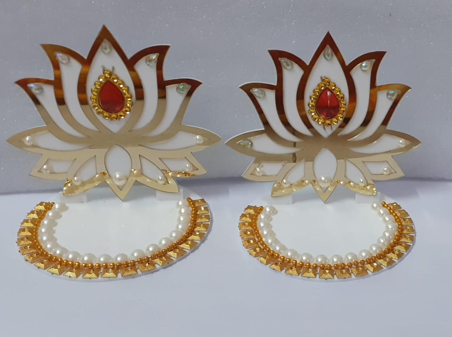 Hand crafted Acrylic Lotus Diya Standsd