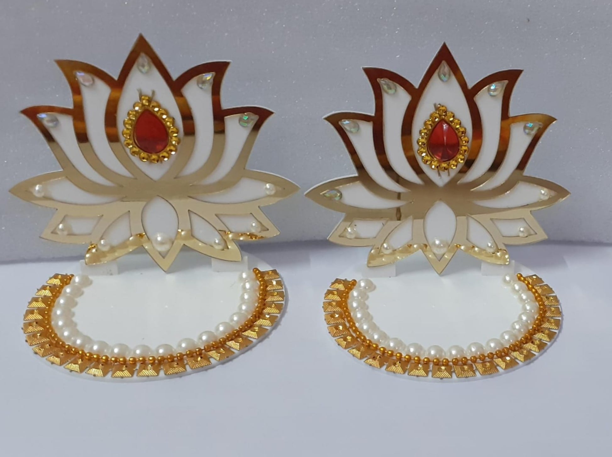 Hand crafted Acrylic Lotus Diya Standsd