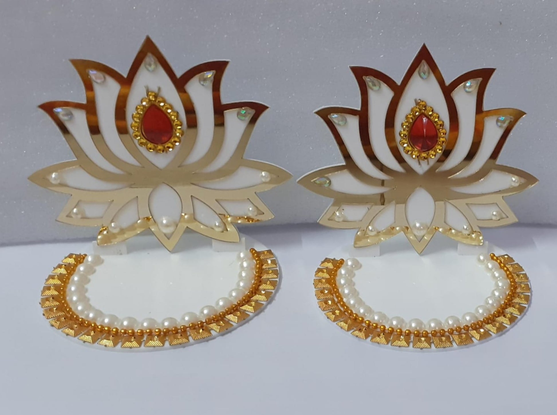 Hand crafted Acrylic Lotus Diya Standsd