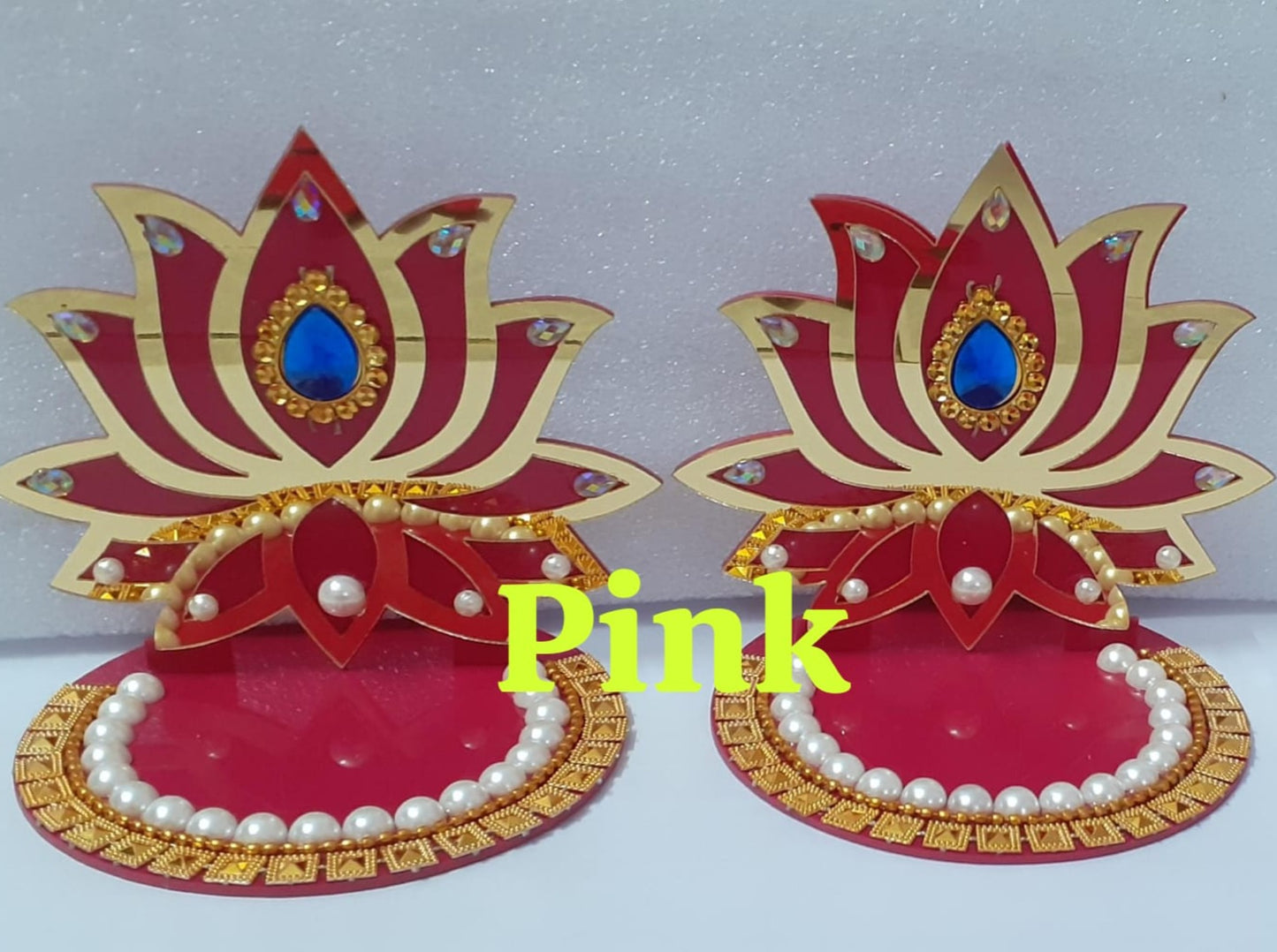 Hand crafted Acrylic Lotus Diya Standsd