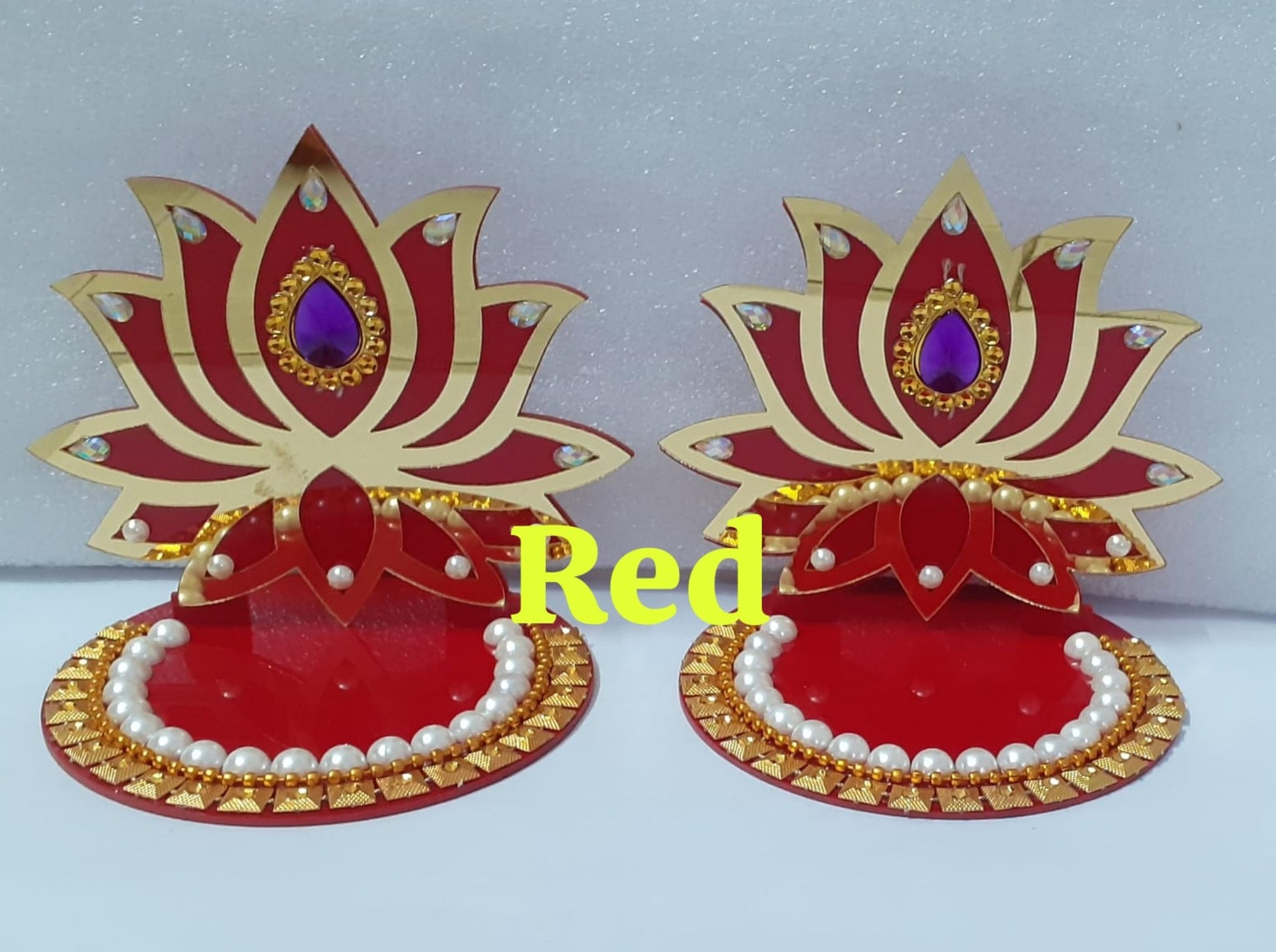 Hand crafted Acrylic Lotus Diya Standsd