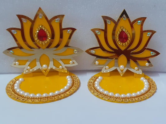 Hand crafted Acrylic Lotus Diya Standsd