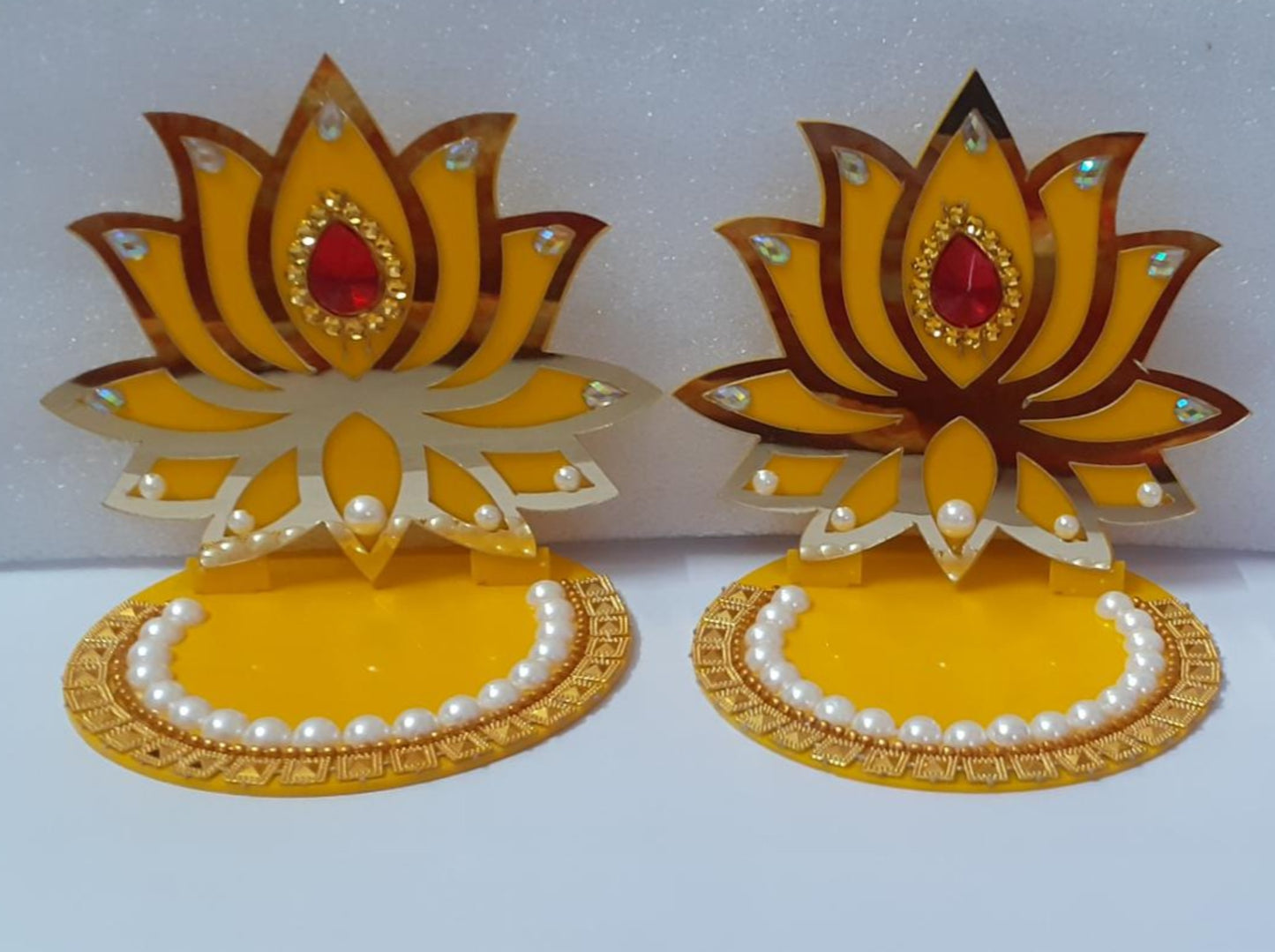 Hand crafted Acrylic Lotus Diya Standsd