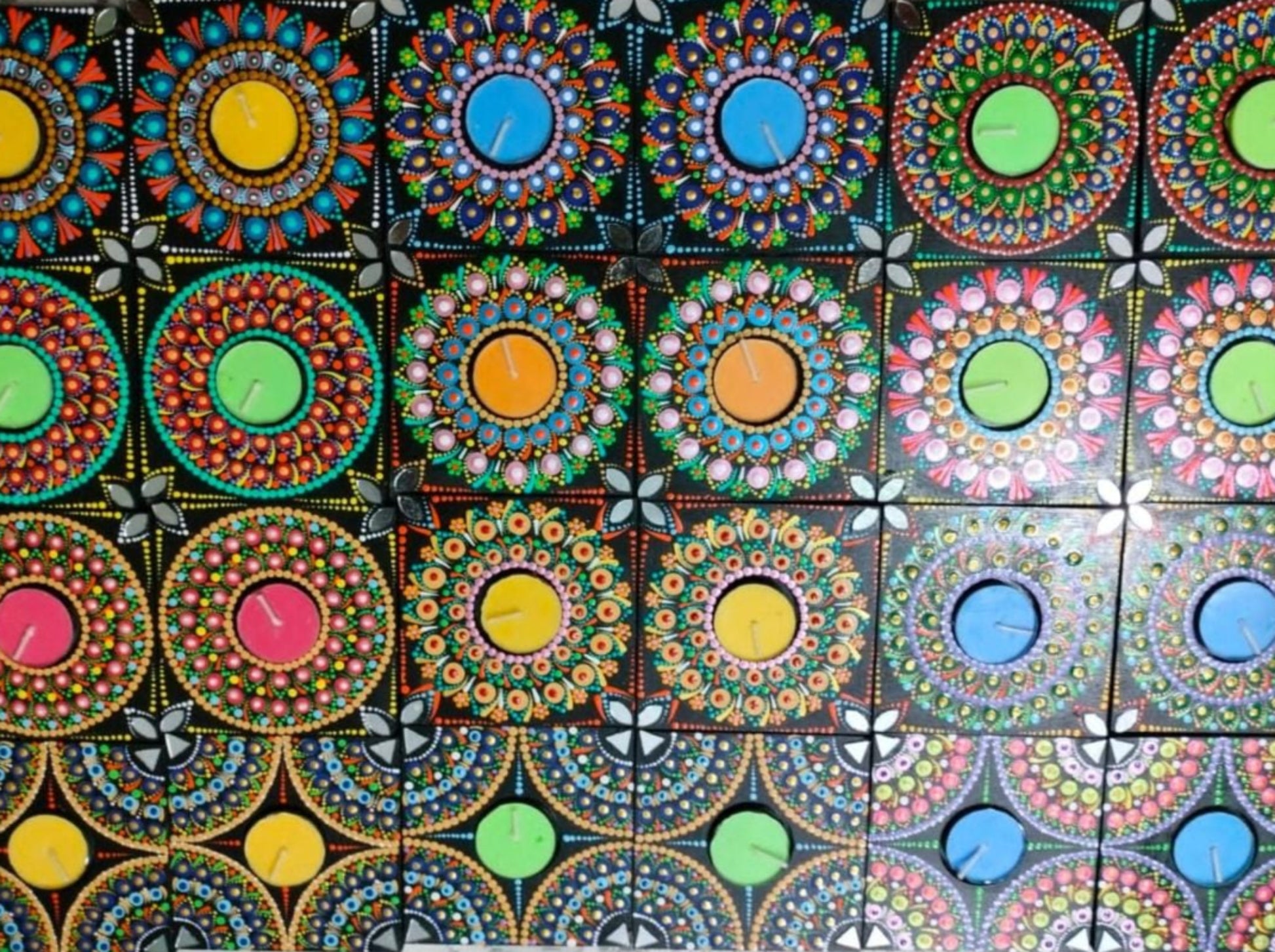 Mandala Art Candle Holders Set of 10