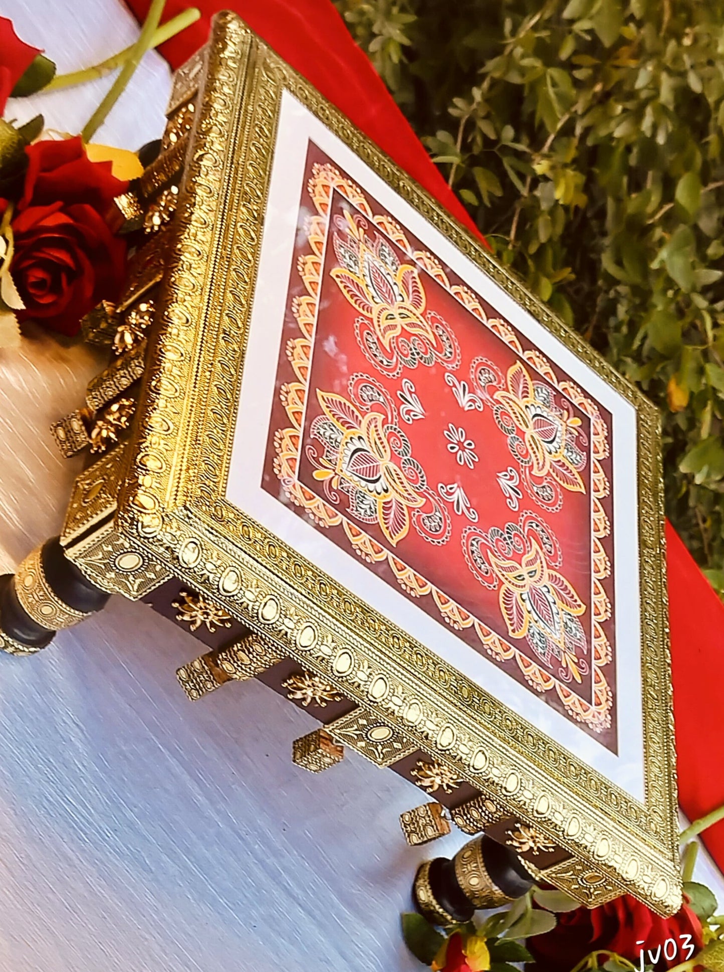 German Silver Gold plated Chowki