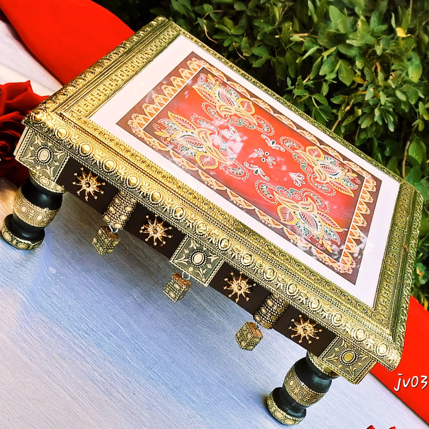 German Silver Gold plated Chowki