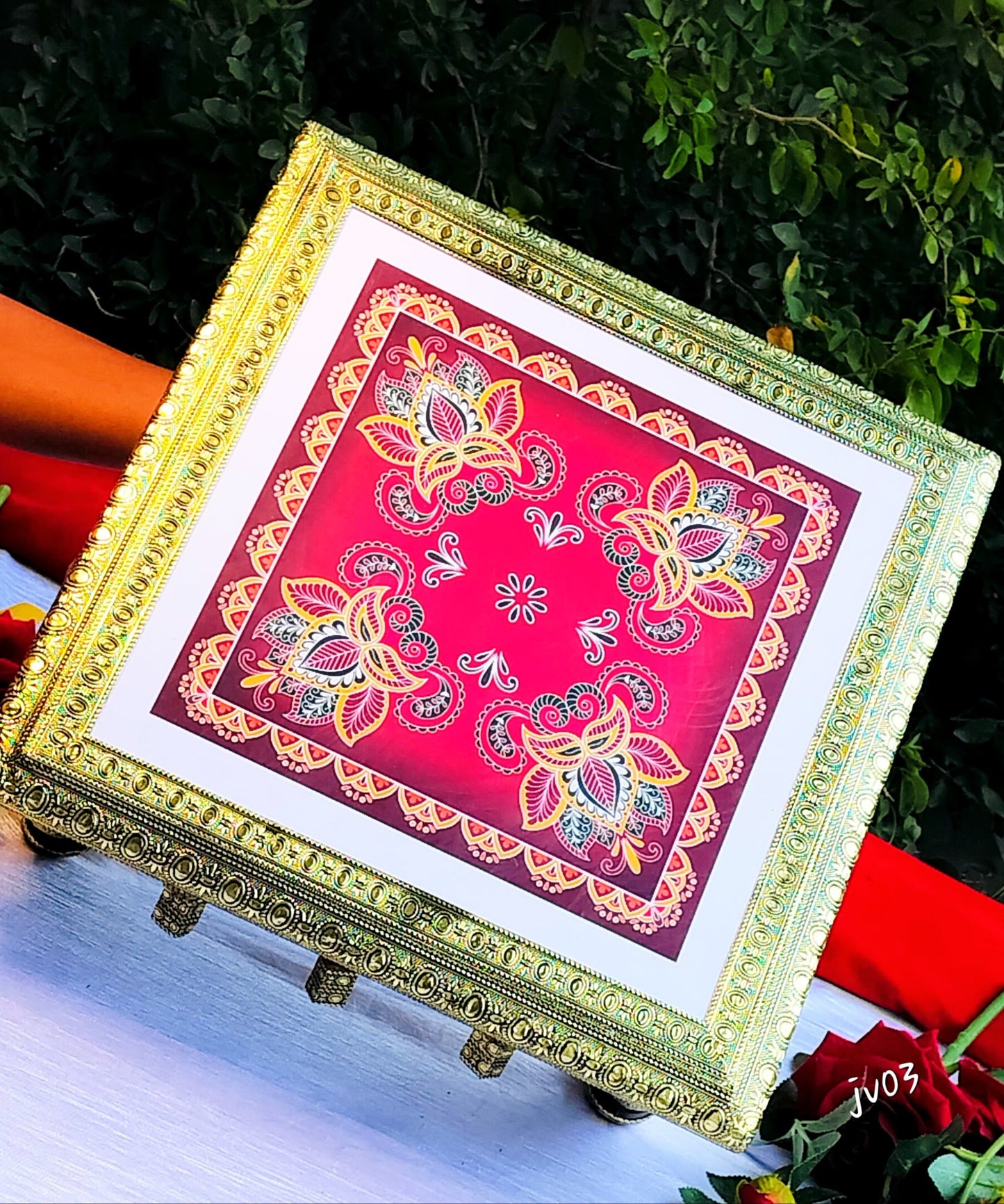 German Silver Gold plated Chowki