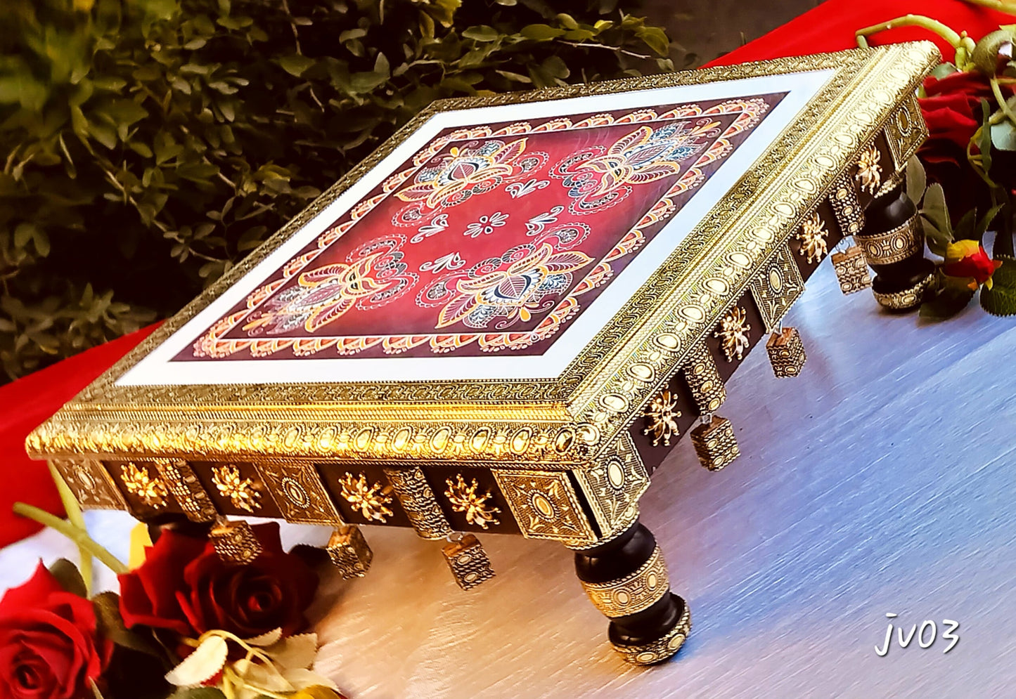 German Silver Gold plated Chowki