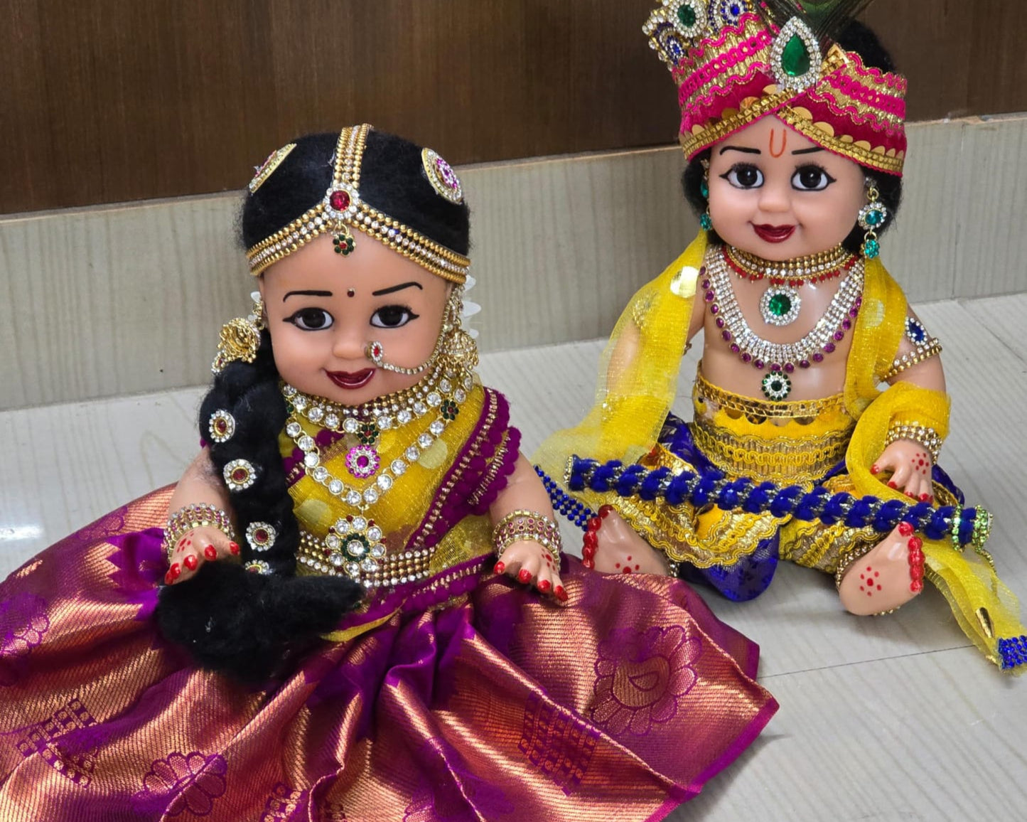 Radha Krishna Hand decorated Dolls