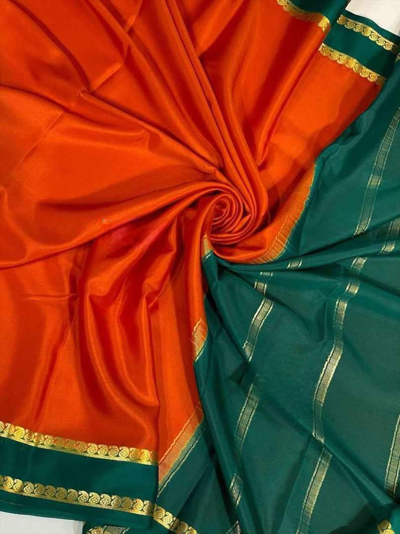 Pure Mysore Silk Saree Orange Color