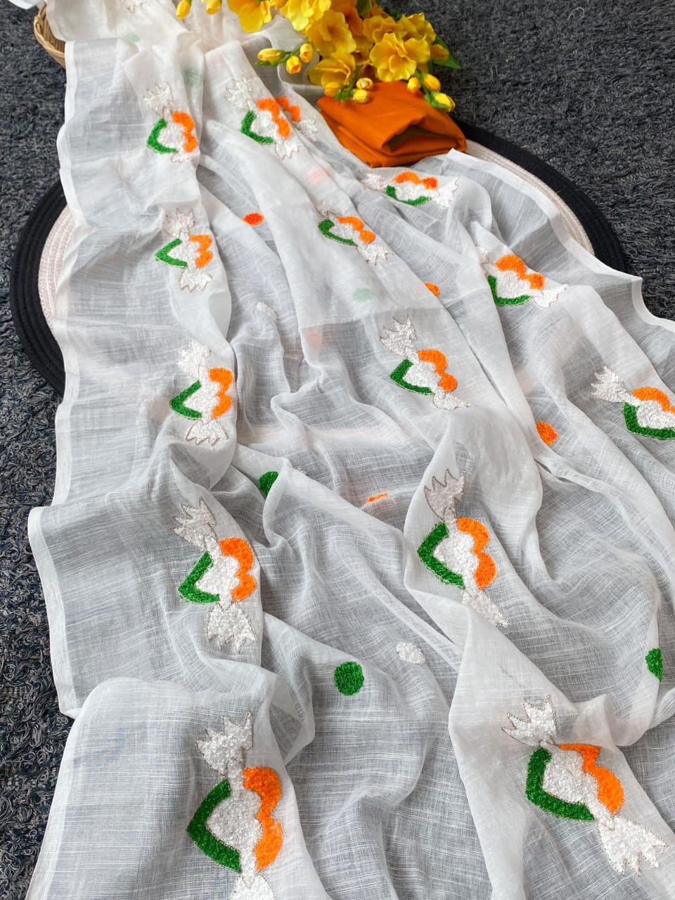 Linen Cotton Tiranga Saree