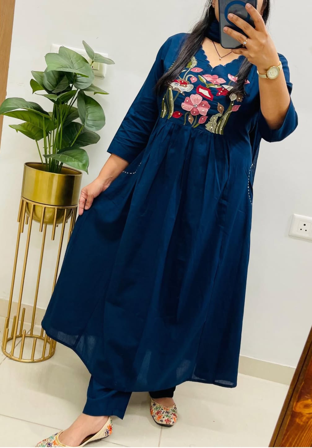 Rayon Embroidery Anarkali Kurti Sets