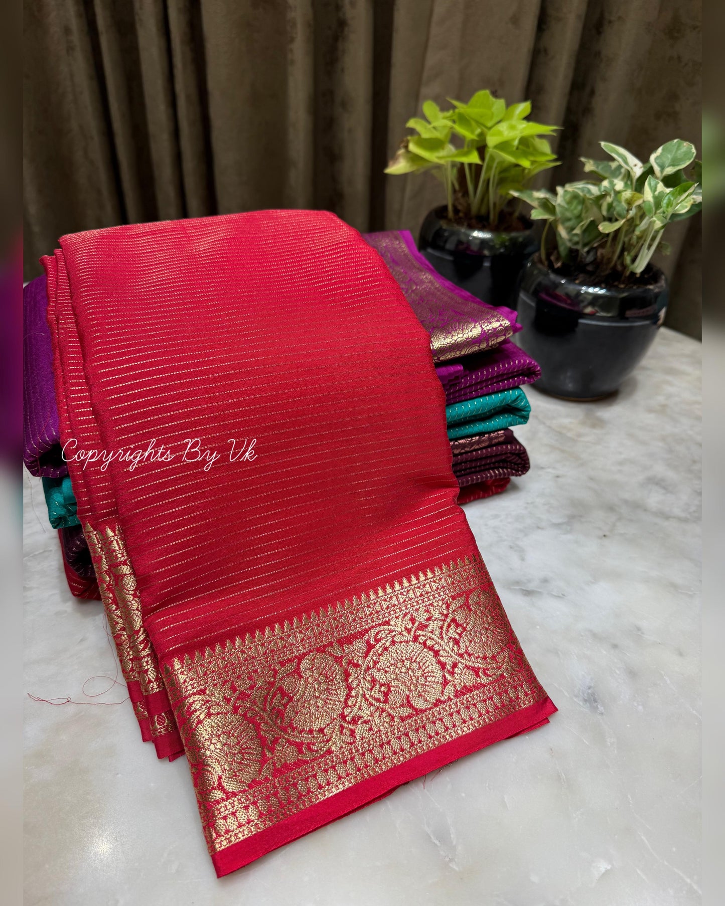 Semi Mysore Silk Checked Sarees