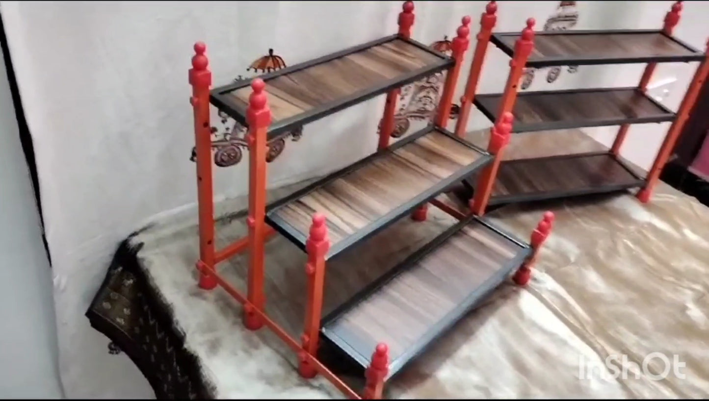 Three-tiered shelf for storage purposes