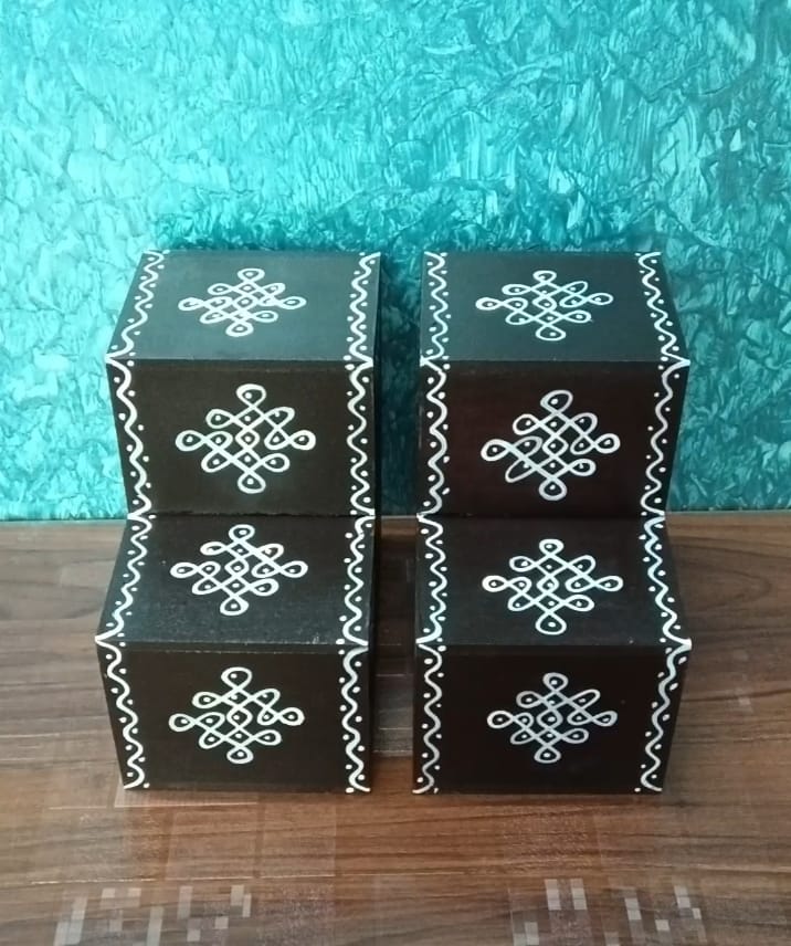 Hand Painted Wooden Diya Steps