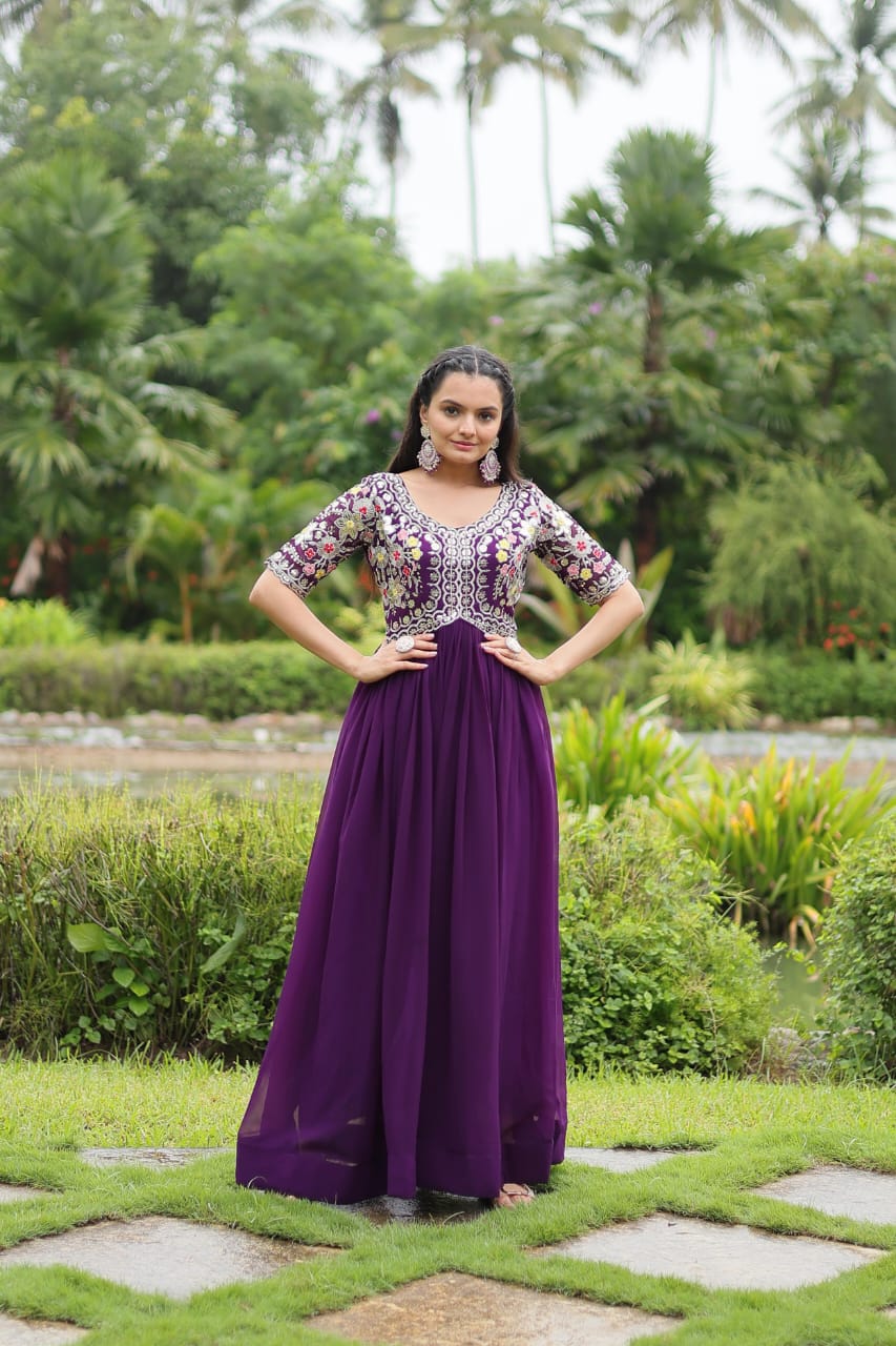 Georgette Embroidery Gown