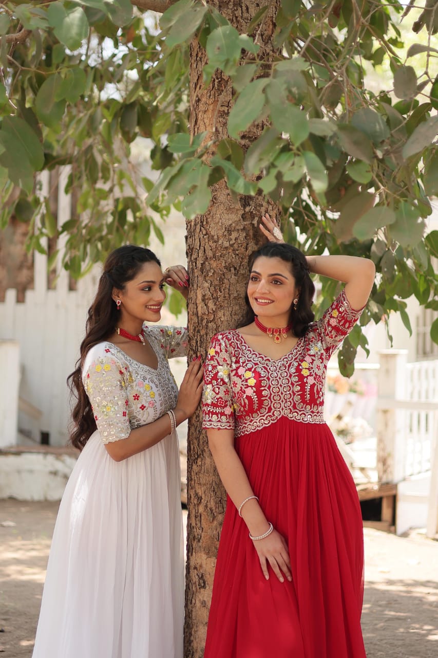 Georgette Embroidery Gown