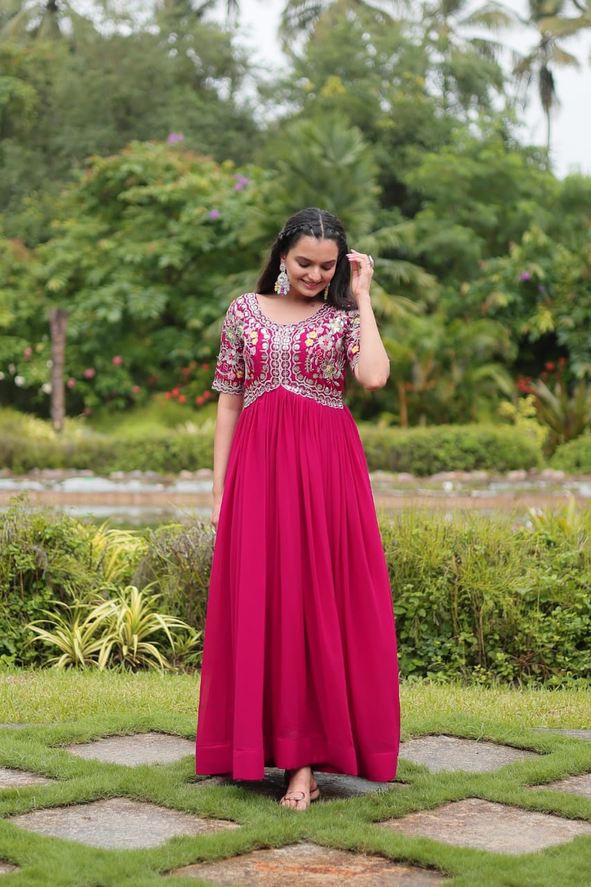 Georgette Embroidery Gown