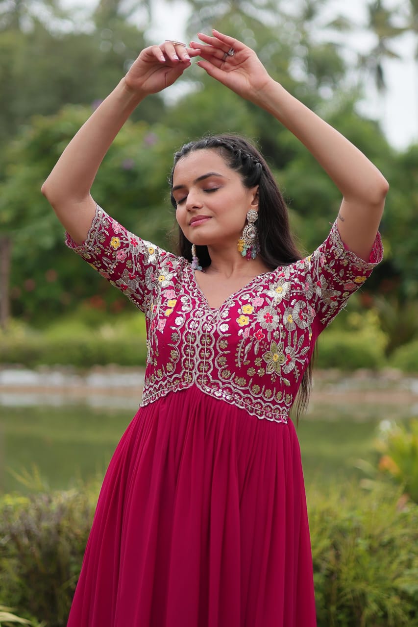 Georgette Embroidery Gown