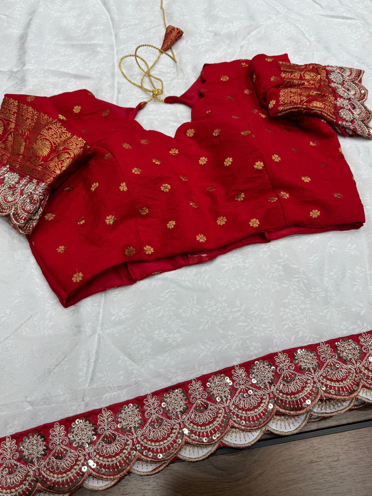 Durga Puja Special Red & White Sarees