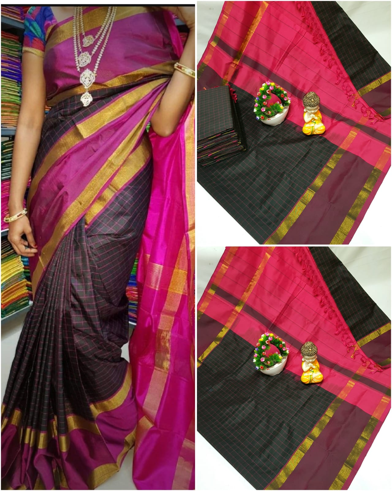 Uppada Mahanati checks sarees