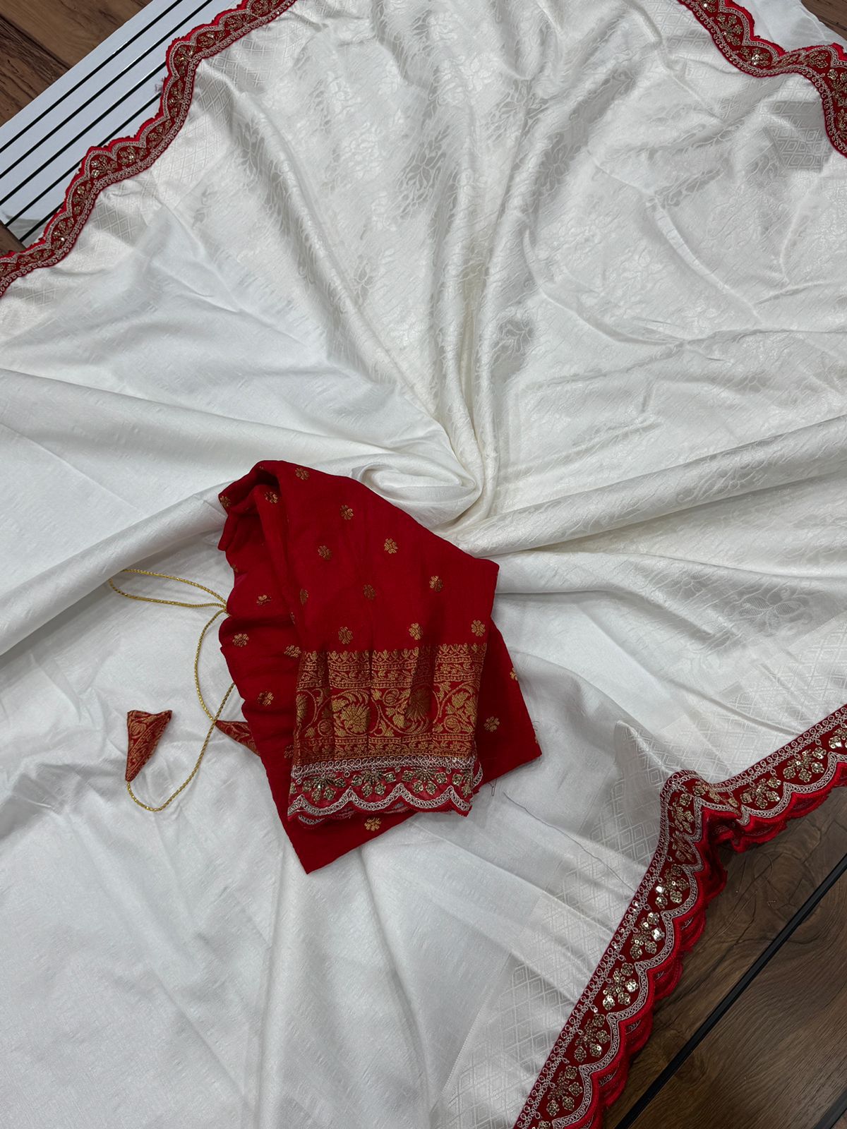 Durga Puja Special Red & White Sarees
