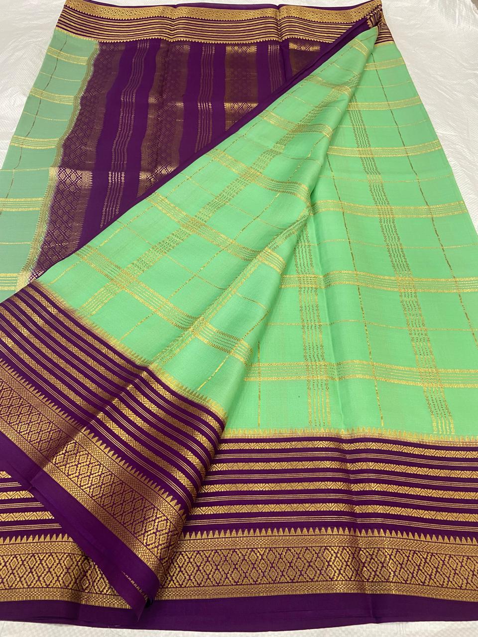 Checked Pure Mysore Silk Sarees