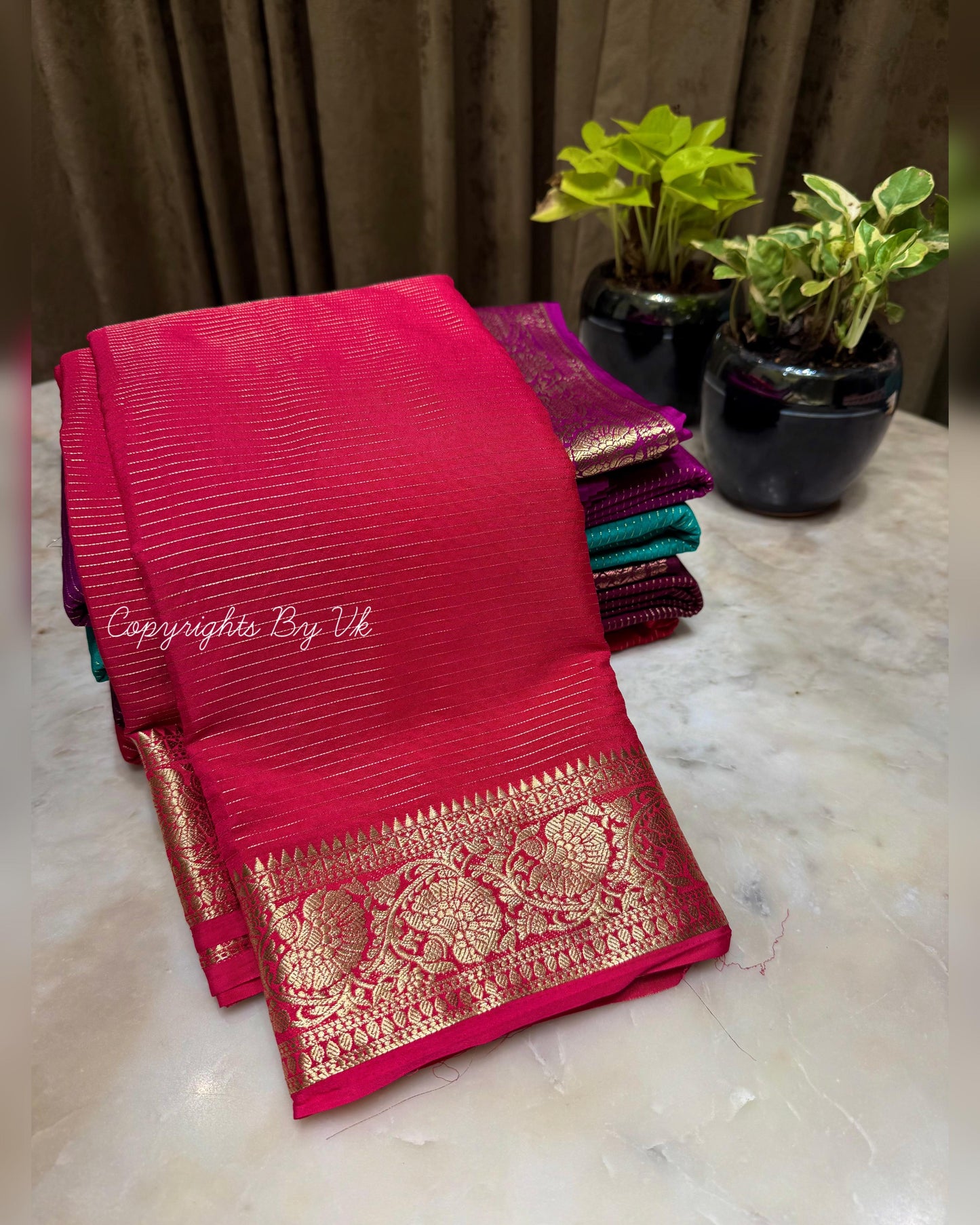 Semi Mysore Silk Checked Sarees