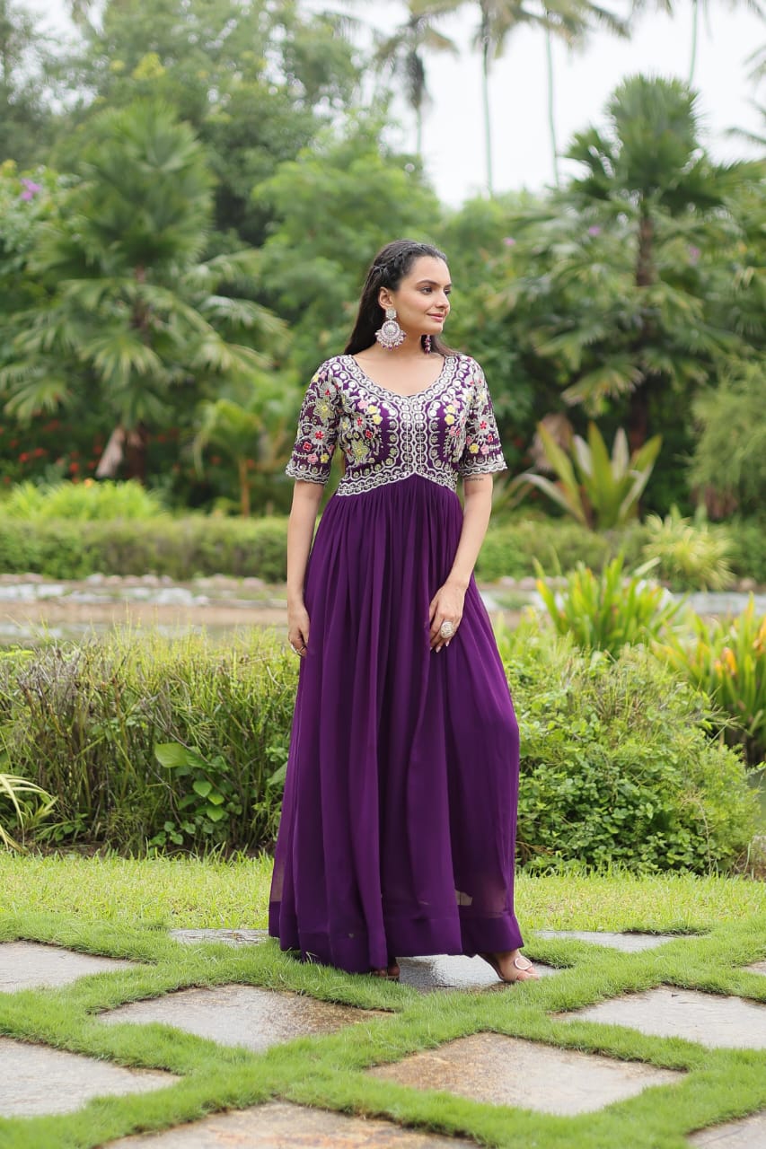 Georgette Embroidery Gown