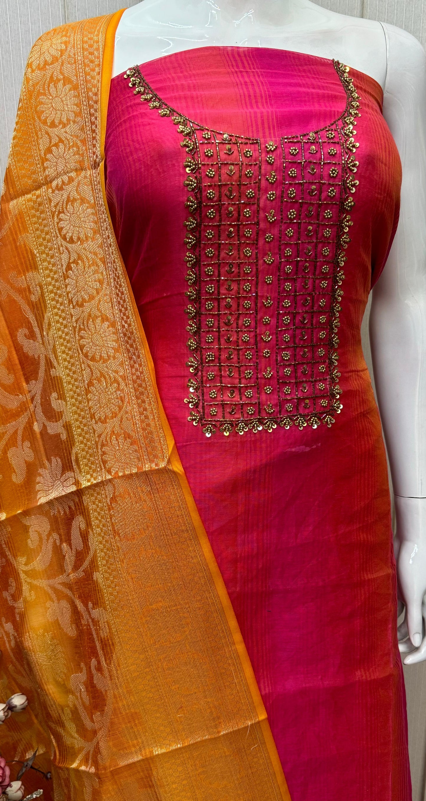 Raw Silk Embroidery Dress materials