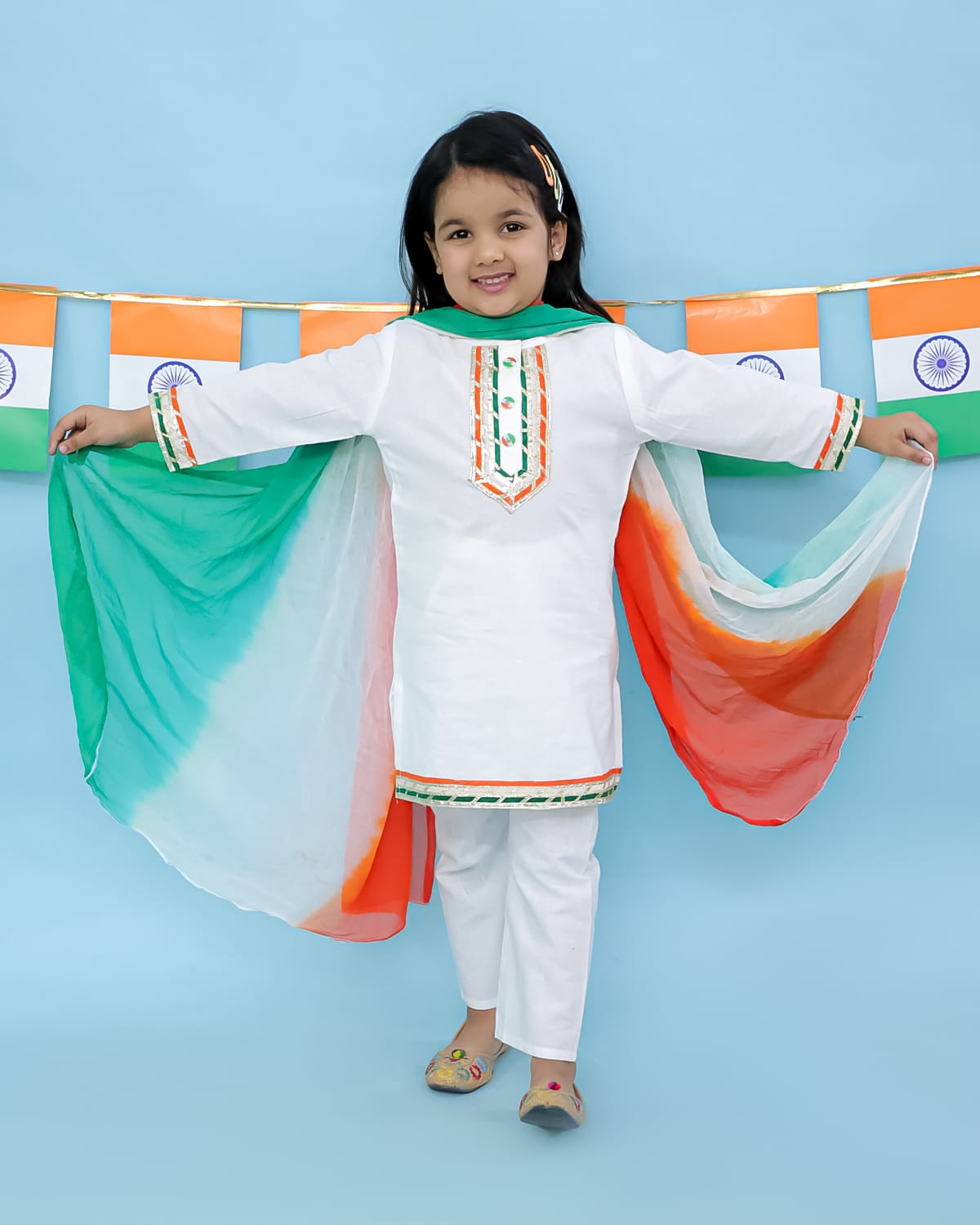 Kids Tri Colour Kurta Pyjama