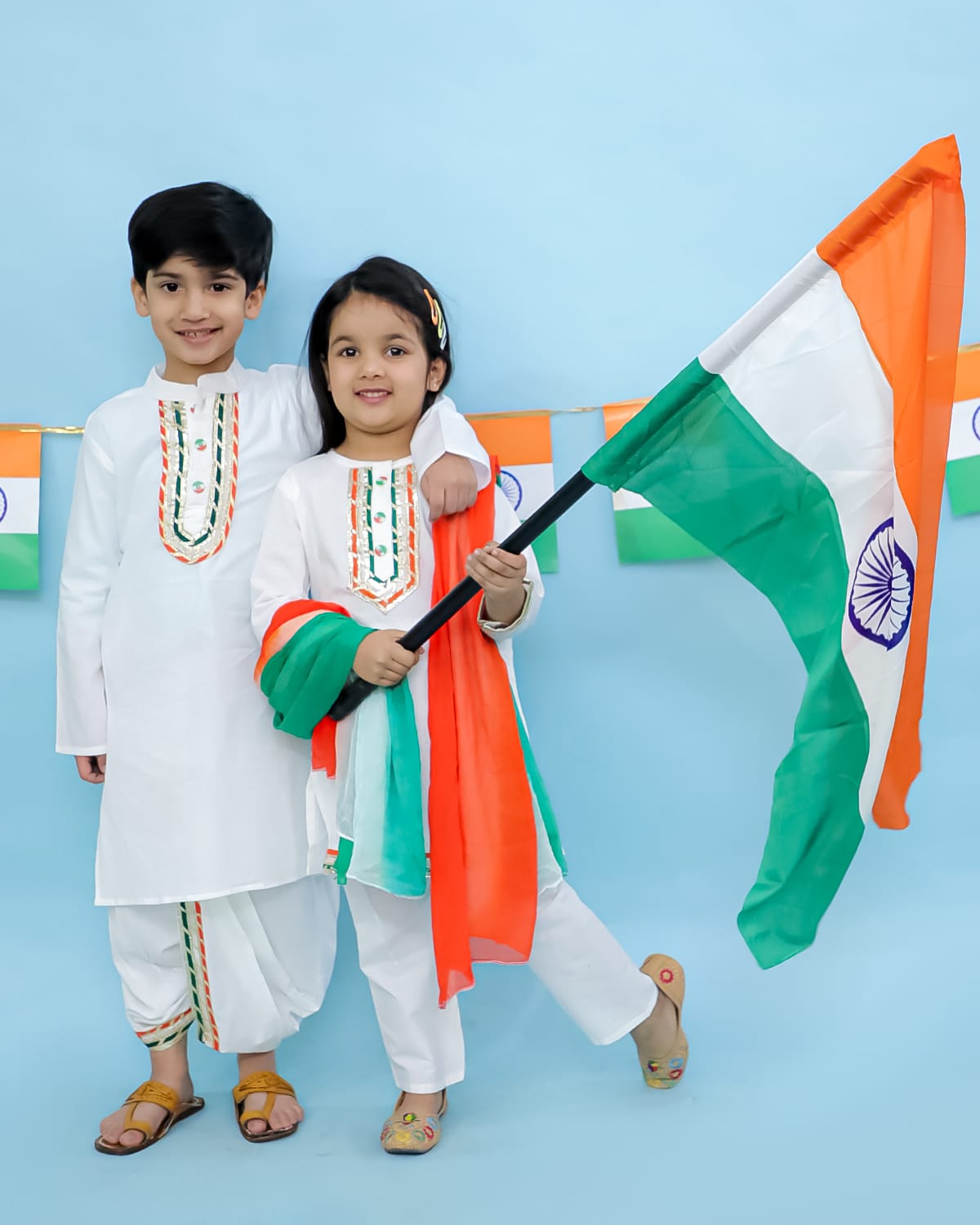 Kids Tri Colour Kurta Pyjama