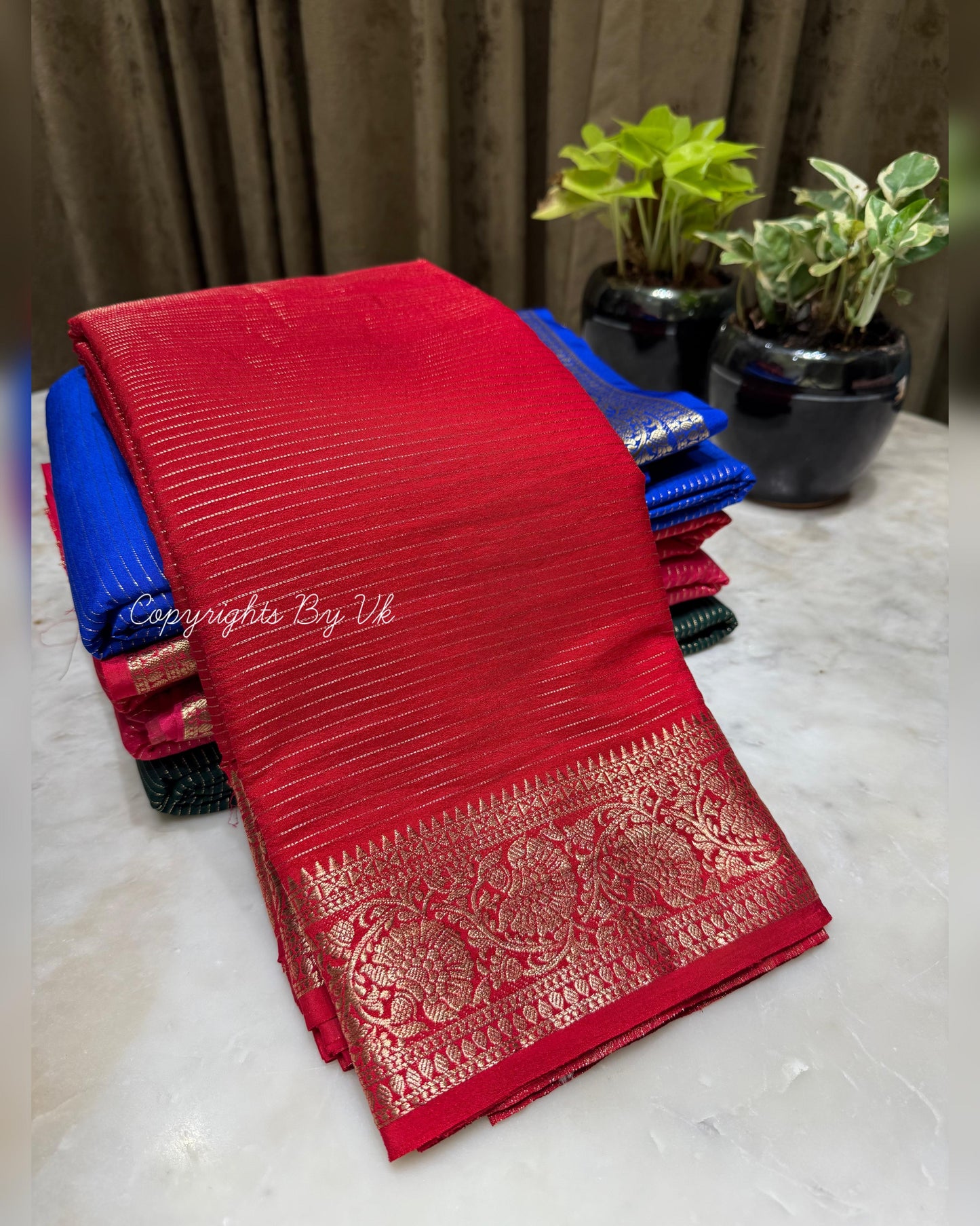 Semi Mysore Silk Checked Sarees