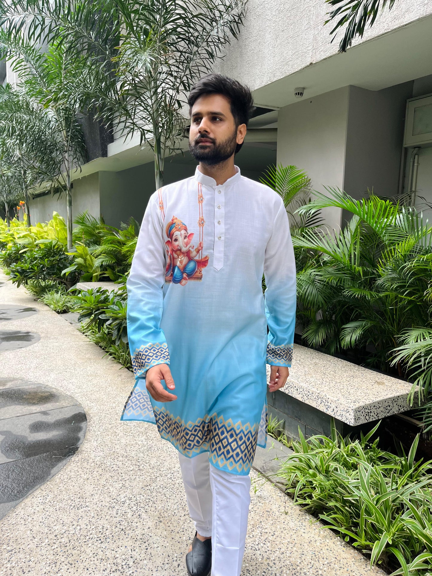 Ganpati Printed Men's Kurta