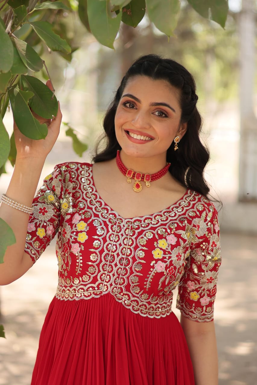 Georgette Embroidery Gown