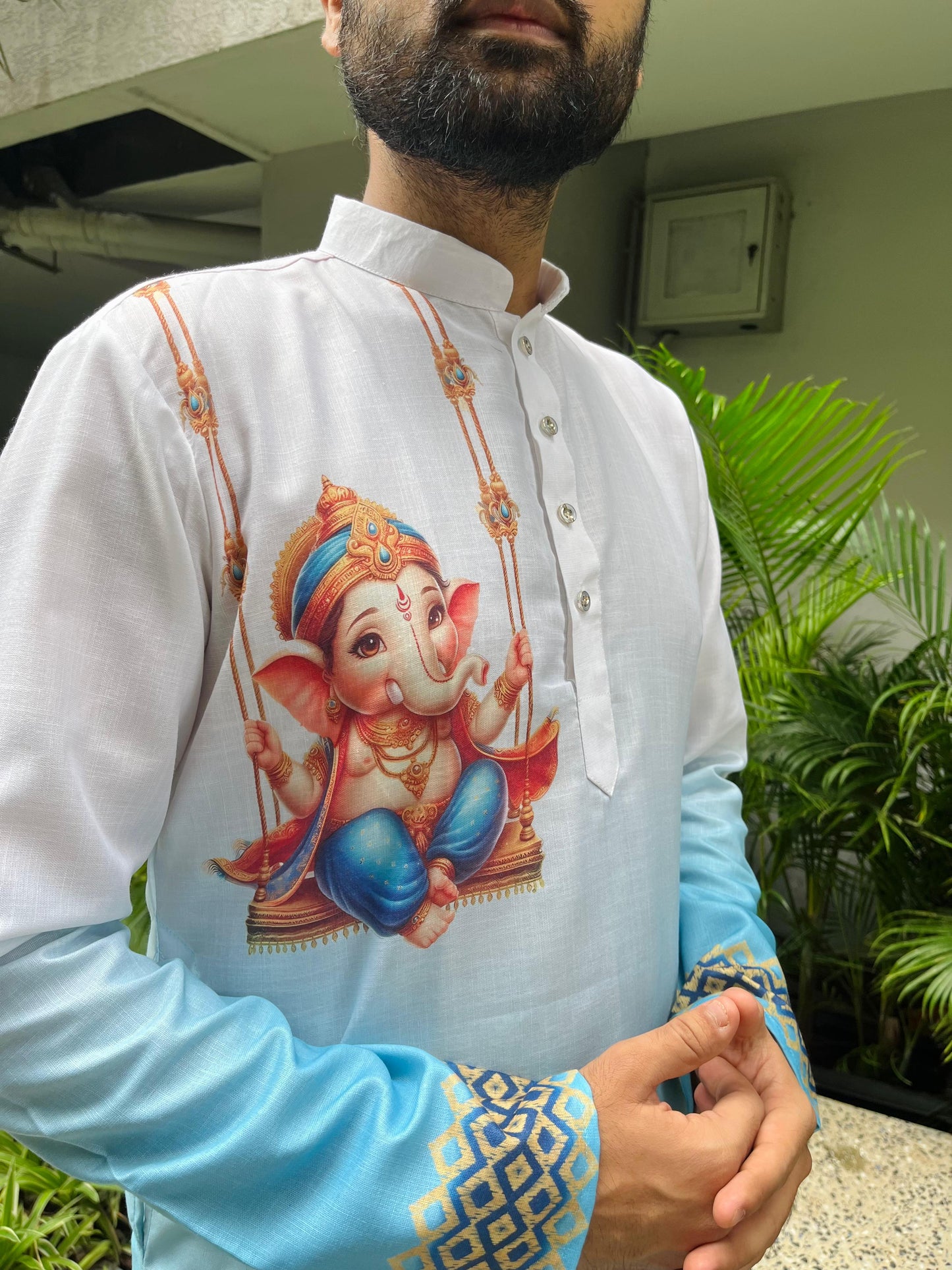 Ganpati Printed Men's Kurta