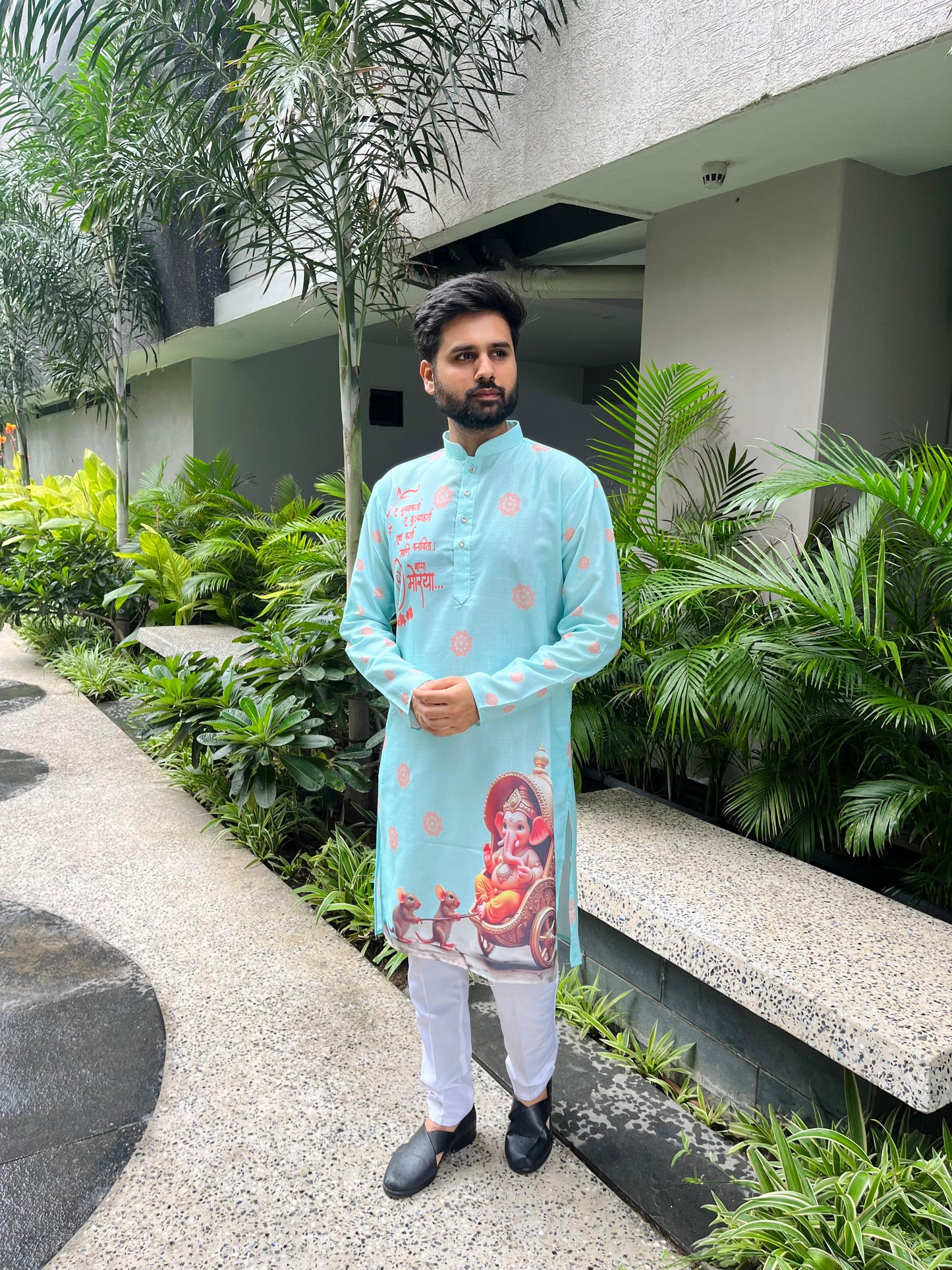 Ganpati Printed Men's Kurta