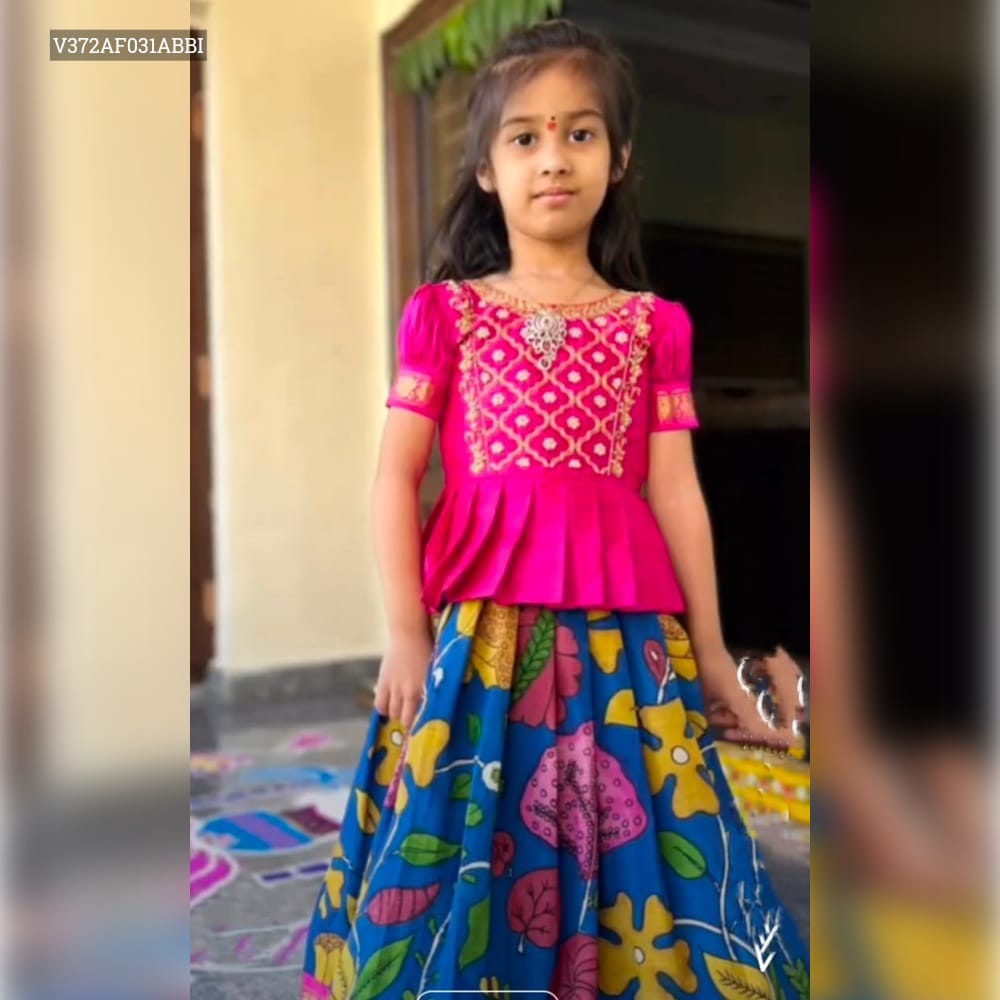Girls Readymade Litchi Silk Lehenga Blouse