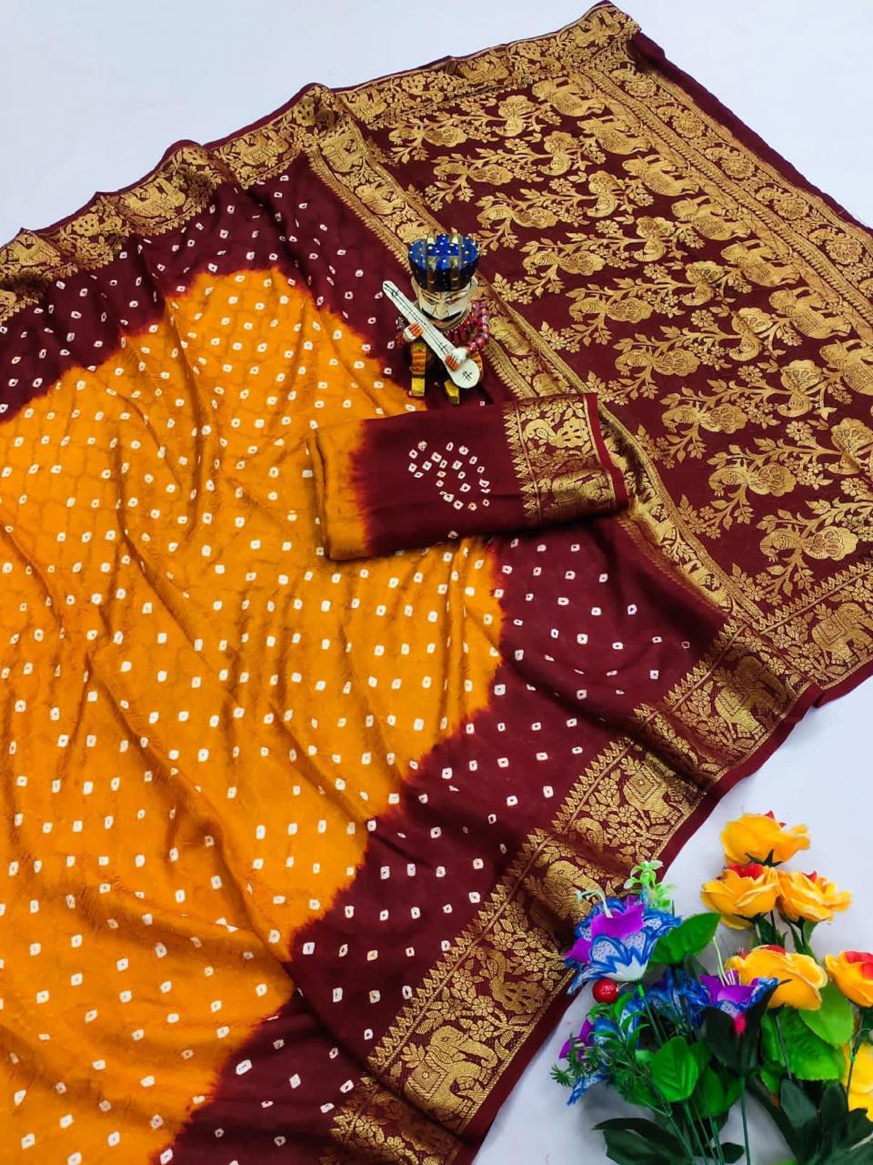 Bandhani Cotton Silk Sarees