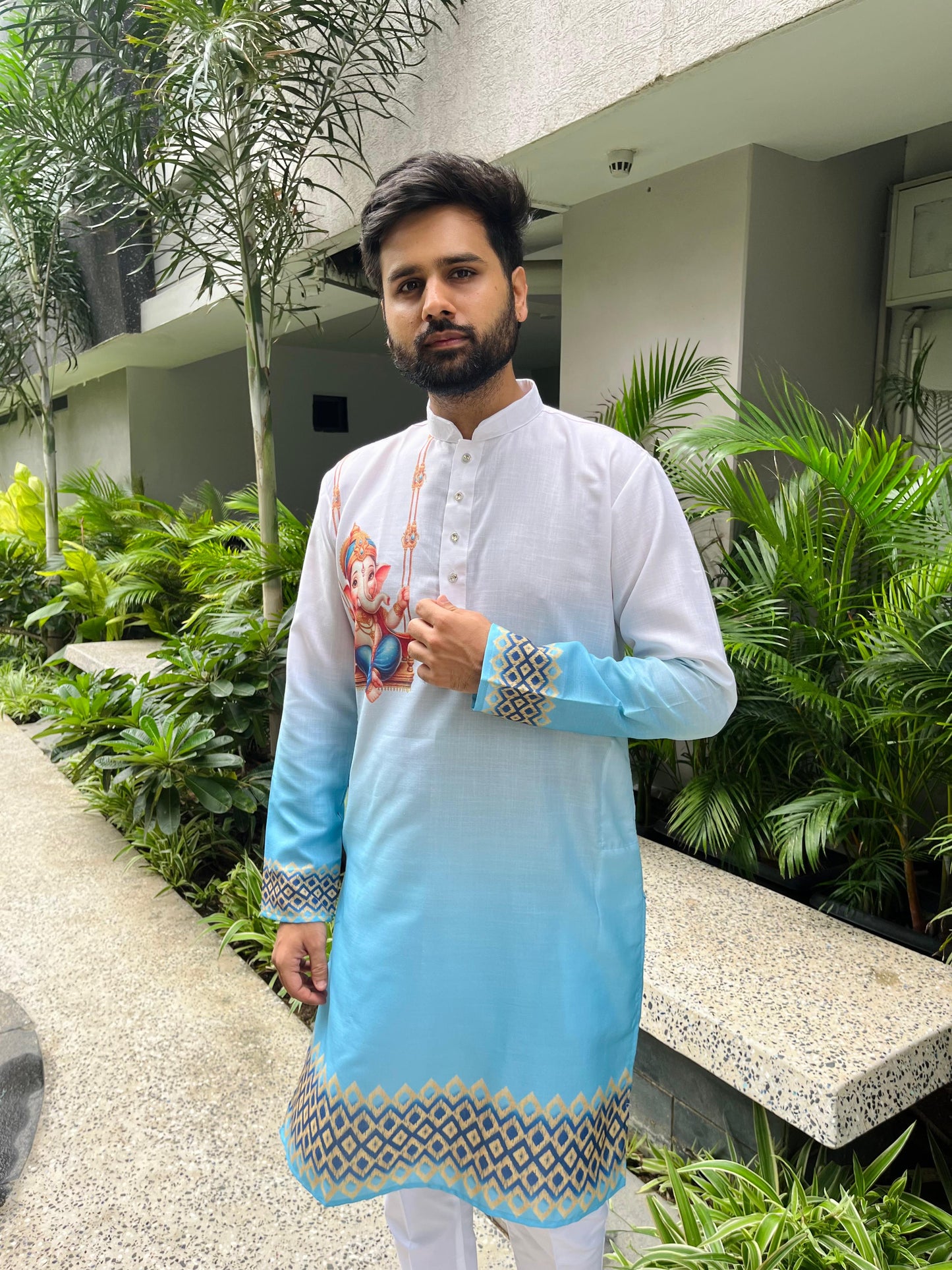Ganpati Printed Men's Kurta