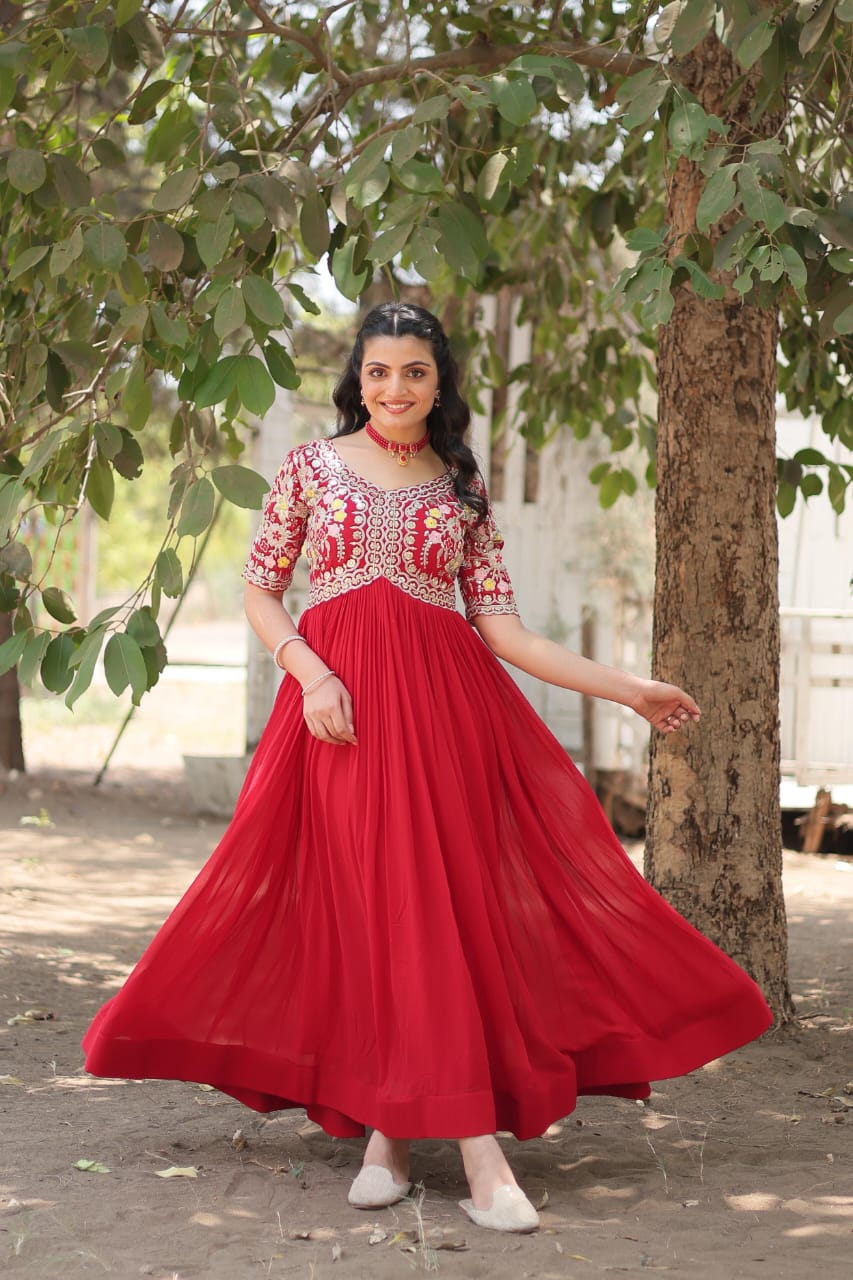 Georgette Embroidery Gown