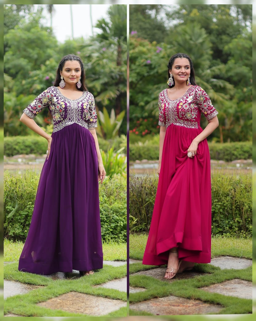 Georgette Embroidery Gown