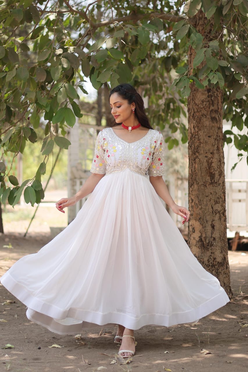 Georgette Embroidery Gown