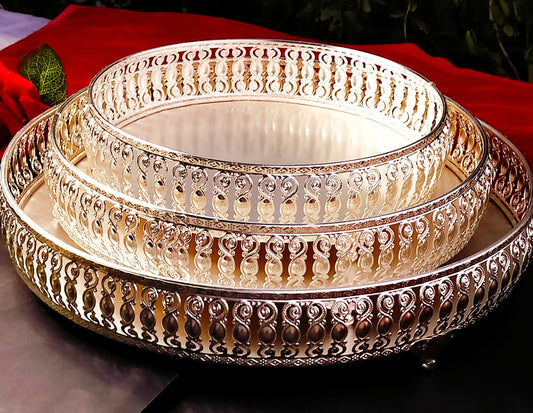 German Silver Pearl Tray With Leg