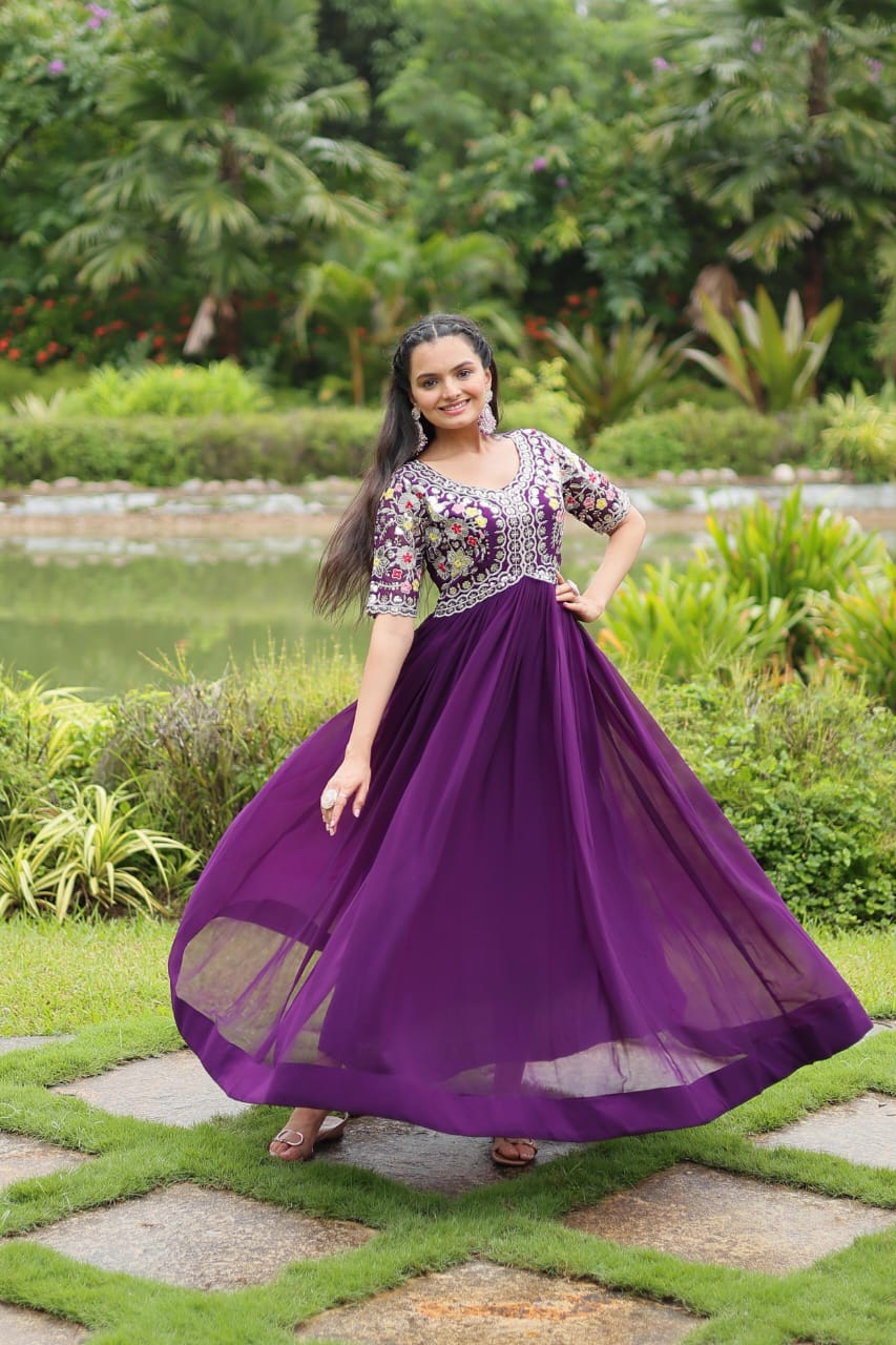 Georgette Embroidery Gown