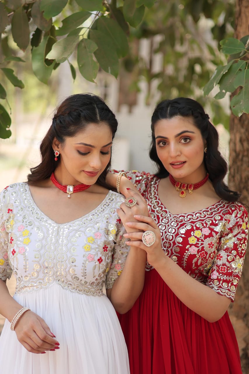 Georgette Embroidery Gown