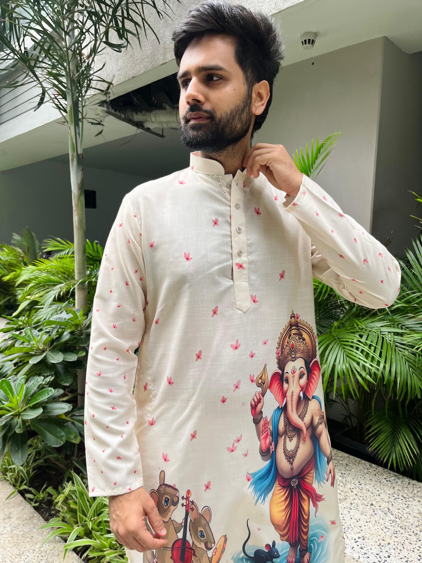 Ganpati Printed Men's Kurta