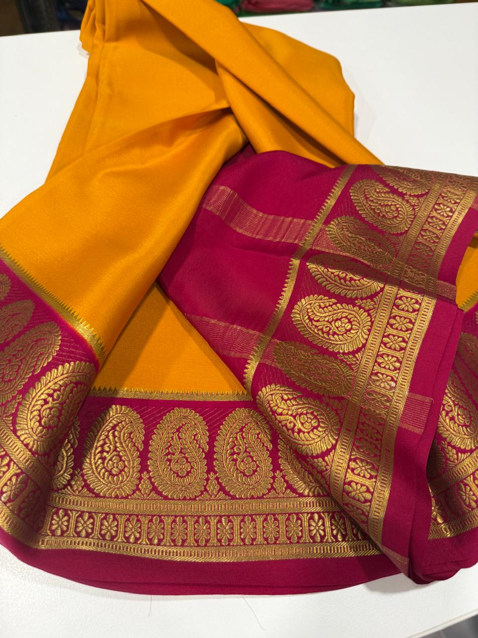 Mango Border Mysore Silk Sarees