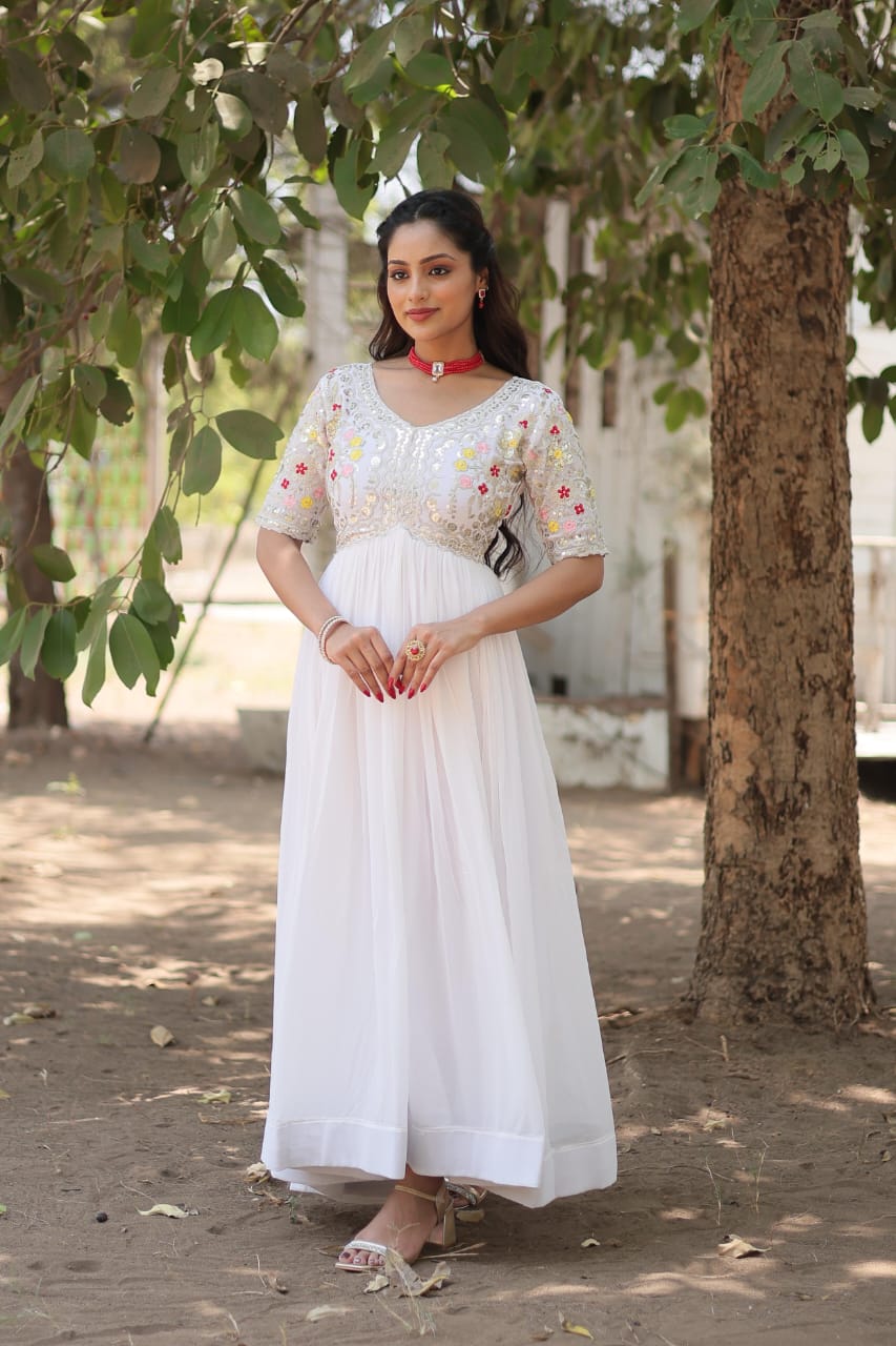 Georgette Embroidery Gown
